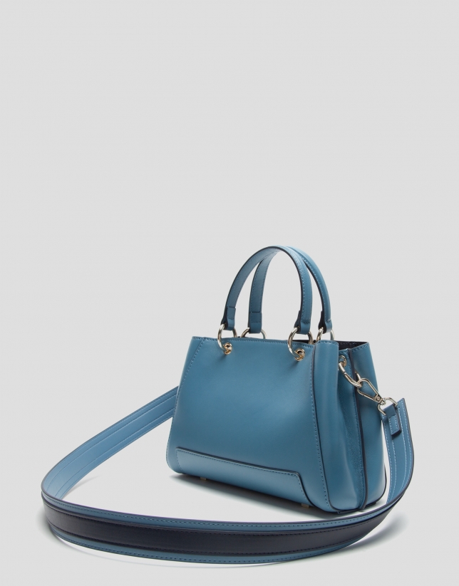 Blue mini Amber leather satchel bag