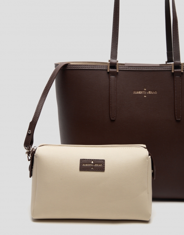 Brown leather Sama shopping bag