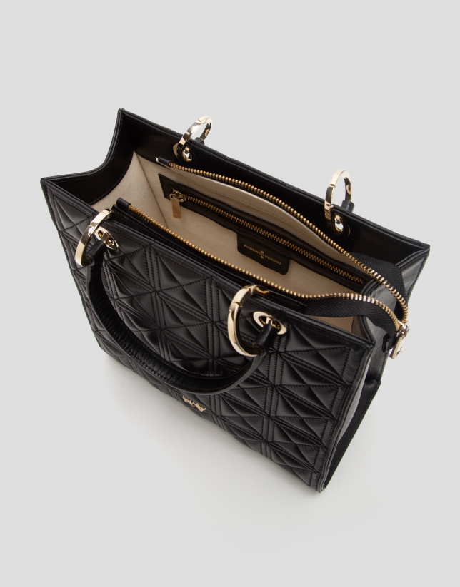 Black quilted leather Maxi Linda Satchel