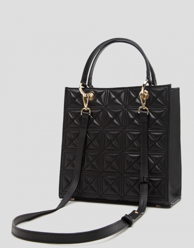 Black quilted leather Maxi Linda Satchel