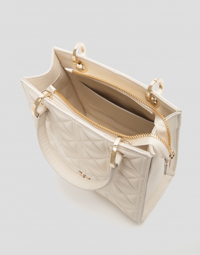 Ivory quilted leather Mini Linda Satchel