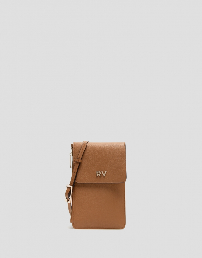 Camel leather Crafts cellphone bag