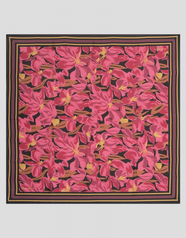 Bouganville floral print silk scarf