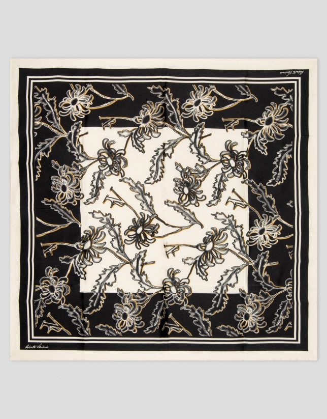 Black and white silk scarf