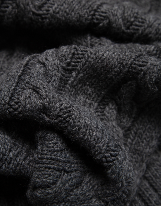 Bufanda lana y alpaca negra con ochos