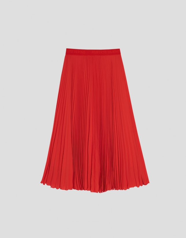 Falda midi plisada rojo
