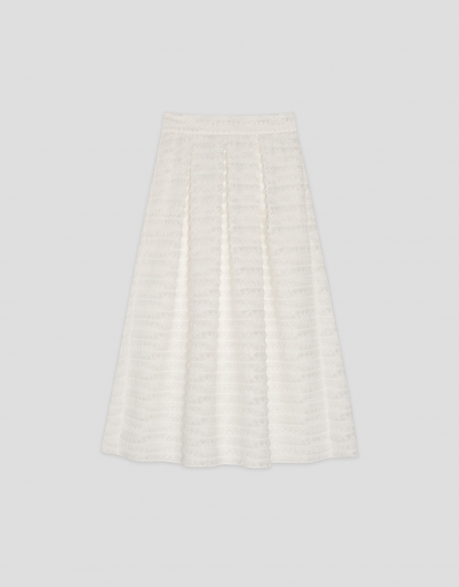 Falda midi con tablas fill coupé blanca