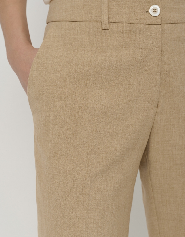 Sand-coloured straight pants