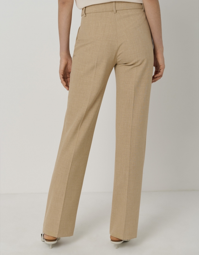 Sand-coloured straight pants