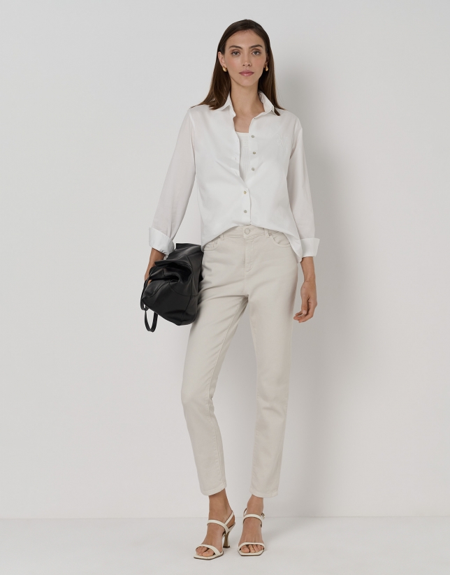 Taupe cotton twill pants