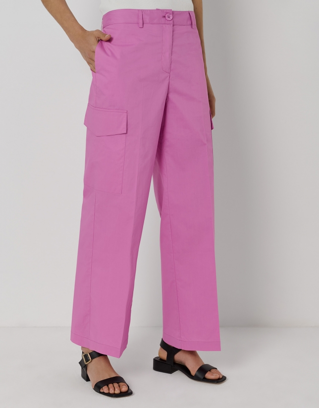 Pink cotton voile palazzo pants