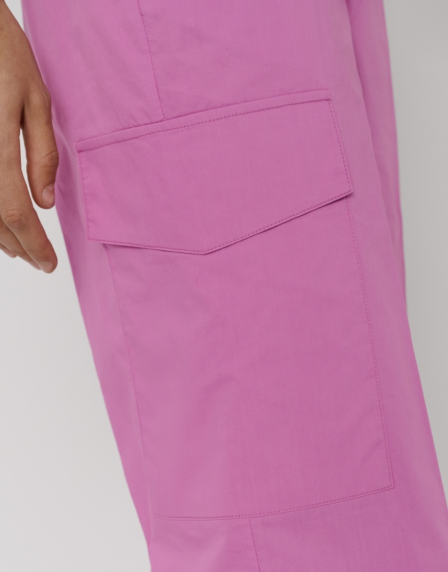 Pink cotton voile palazzo pants