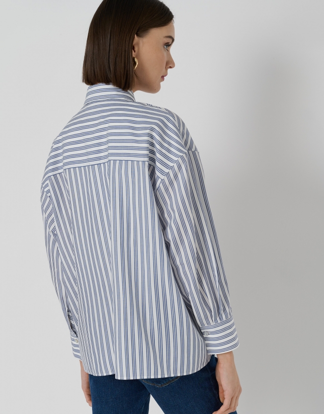 White and blue striped oversize blouse