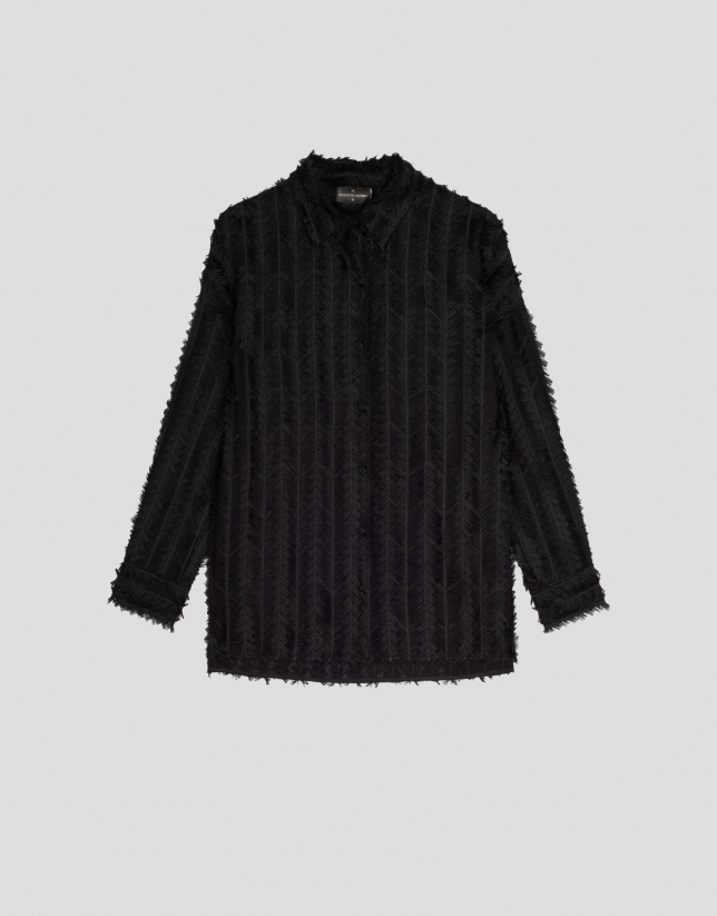 Black oversize fil coupé blouse 