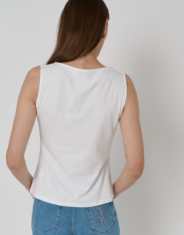 Camiseta de sisa girada en algodón blanco