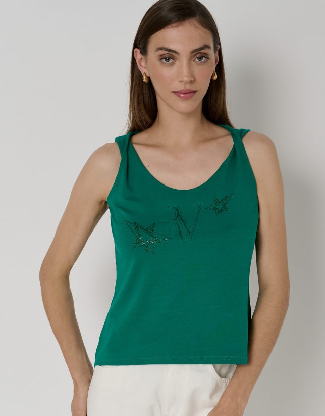 Camiseta de sisa girada en algodón verde