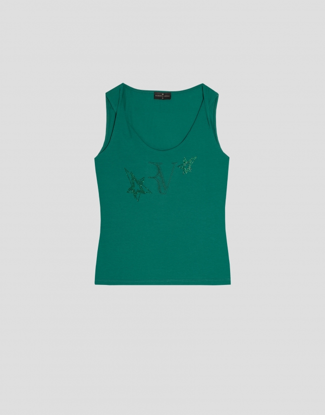 Green cotton top with slanted armholes