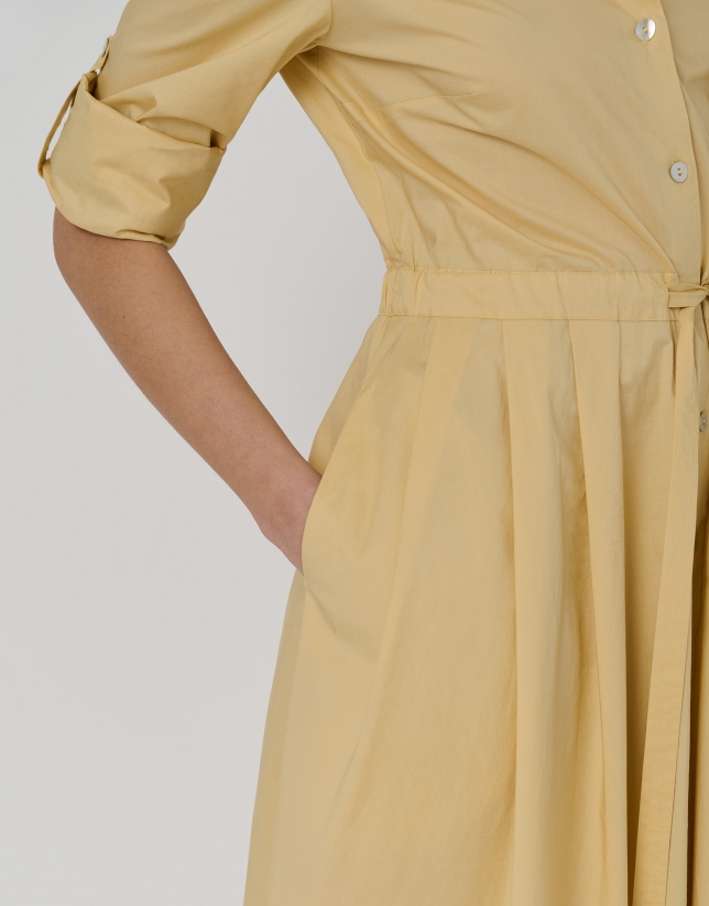 Vanilla cotton midi shirtwaist dress