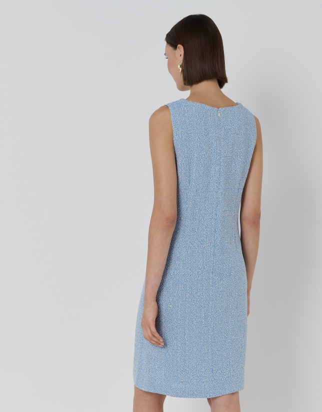 Blue tweed straight dress