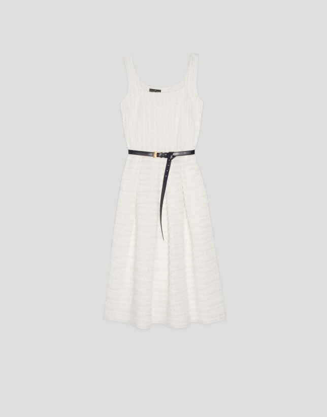 White coupé fil midi dress with halter top