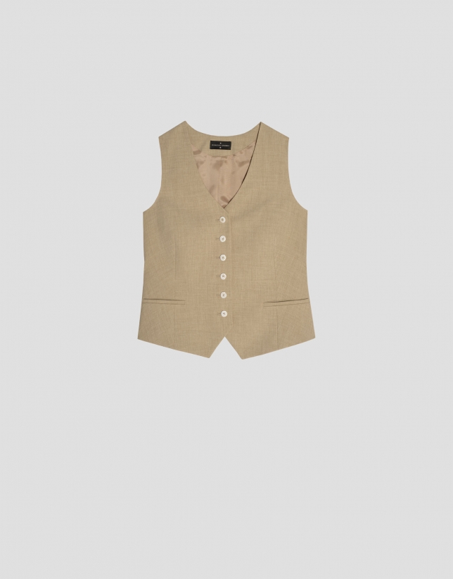 Cream-colored masculine cut vest
