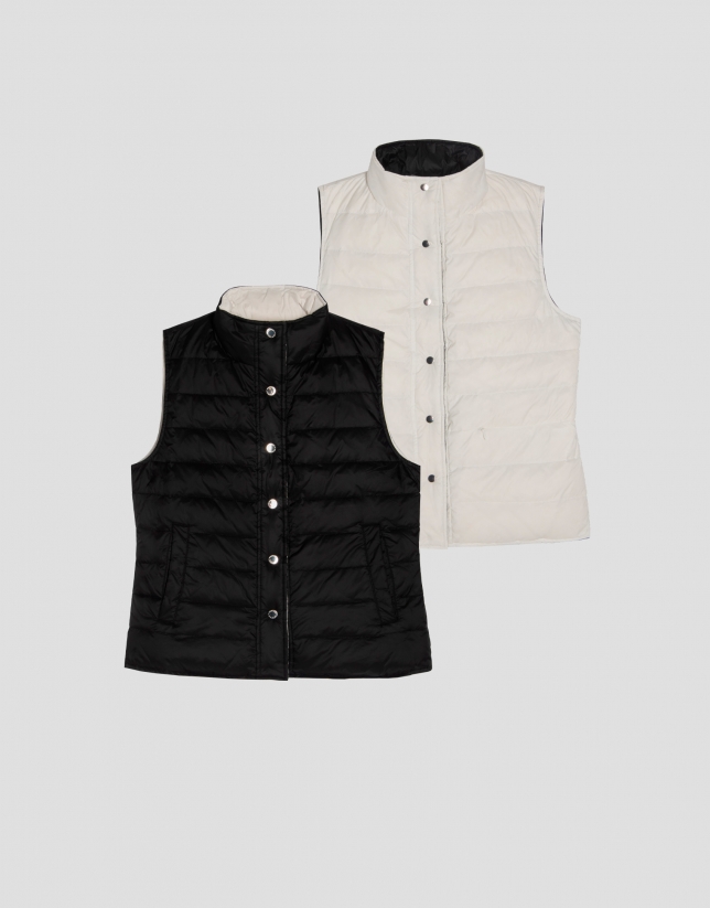 Black and white reversible down vest