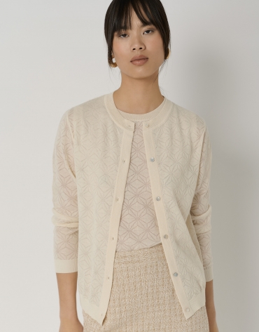 Beige linen and knit twin set jacket