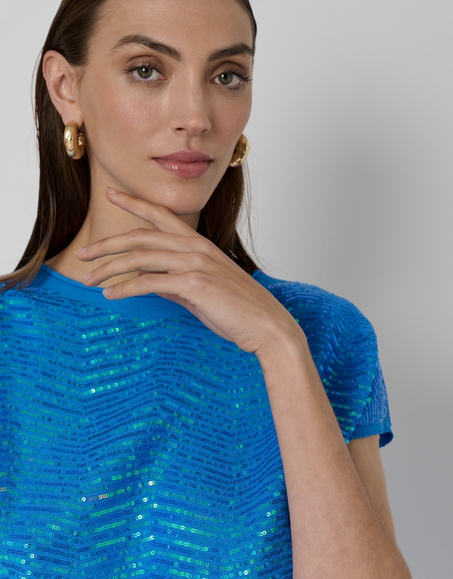 Blue sweater with sequins