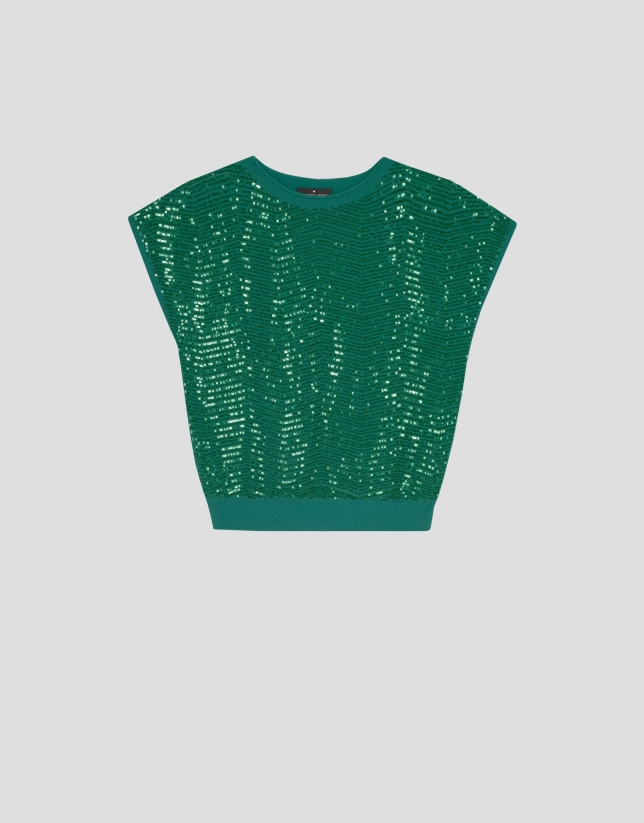 Green sweater with sequins