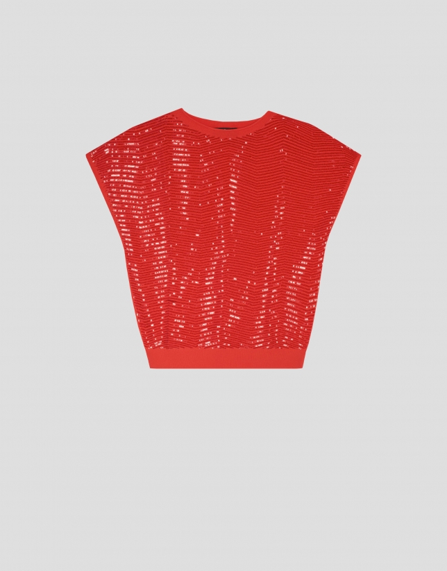 Red sweater with sequins