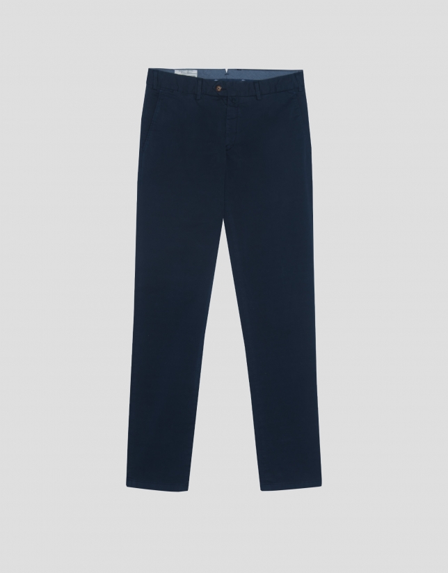 Navy blue cotton regular chino pants
