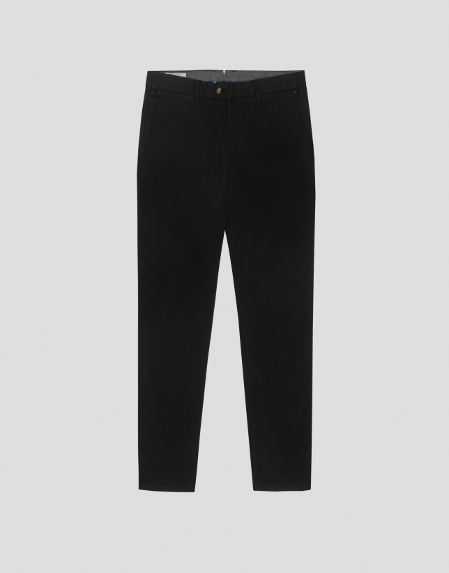 Black cotton regular chino pants