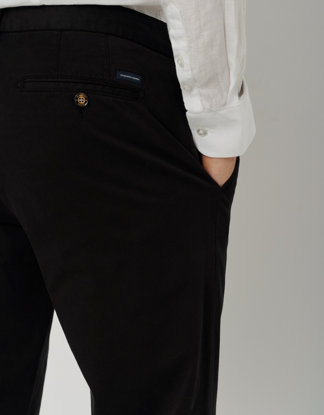 Black cotton regular chino pants