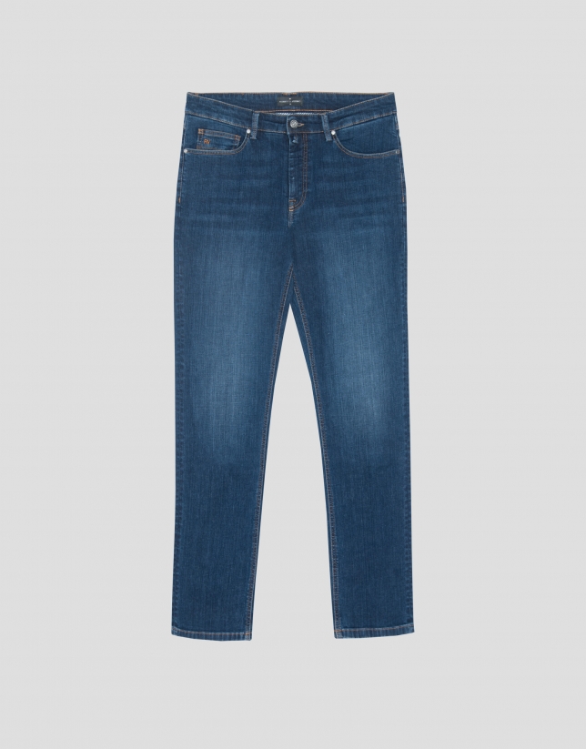 Light blue stone-washed denim jeans
