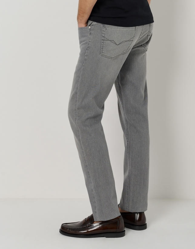 Light gray slim fit denim pants