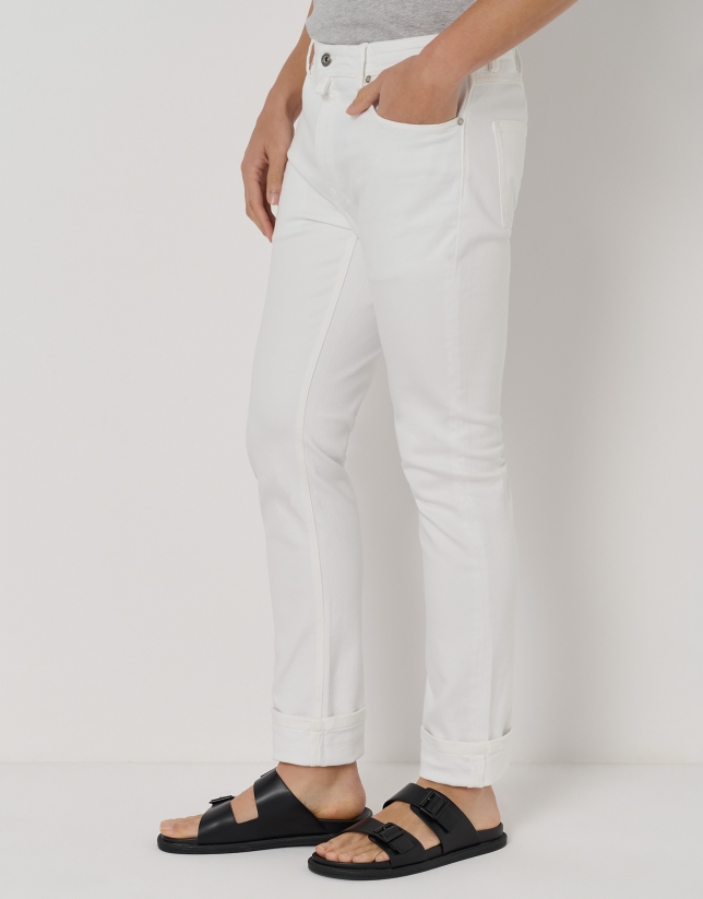 White slim fit twill jeans pants