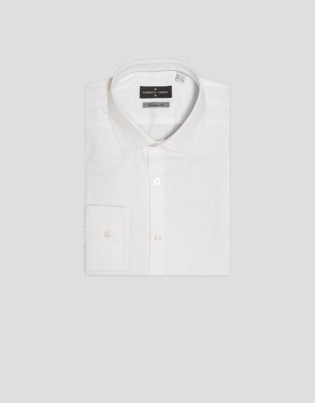 Camisa vestir microestructura blanca
