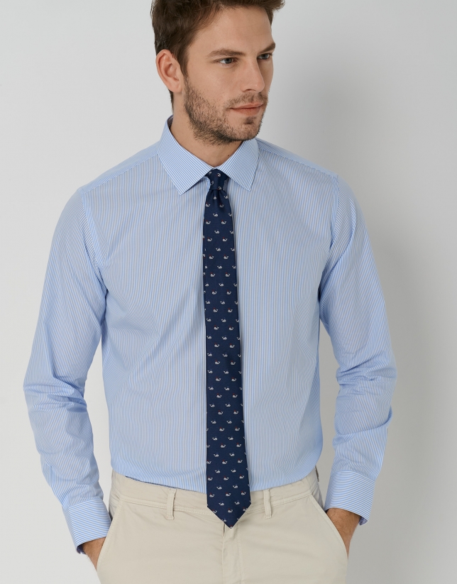 Camisa vestir rayas azul/blanco