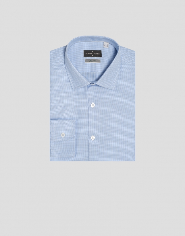 Light blue cotton jacquard dress shirt
