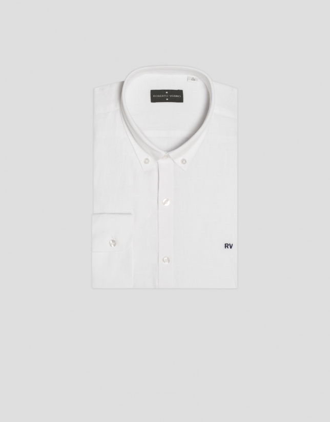 White linen, regular fit, sport shirt