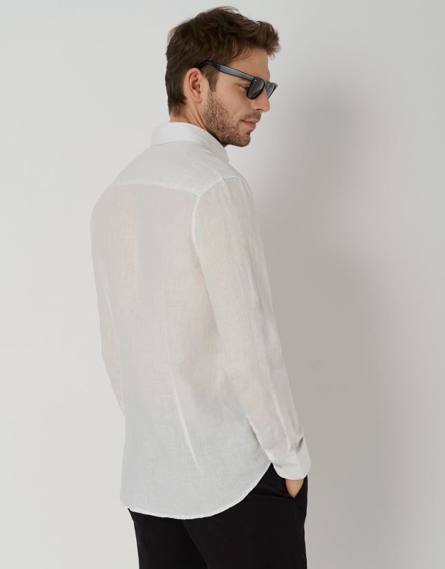 White linen, regular fit, sport shirt