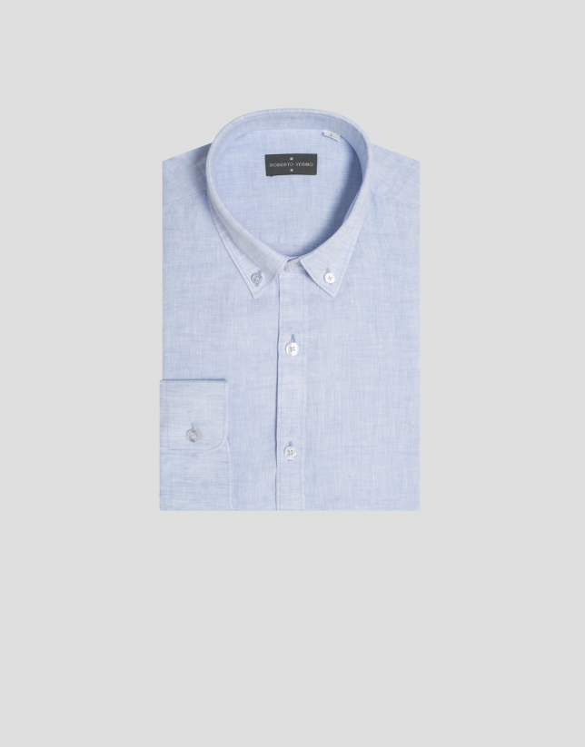 Light blue linen, regular fit, sport shirt