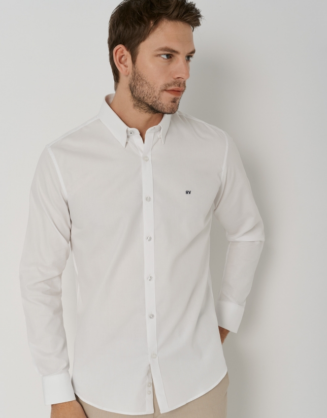 Camisa sport slim blanca con estructura