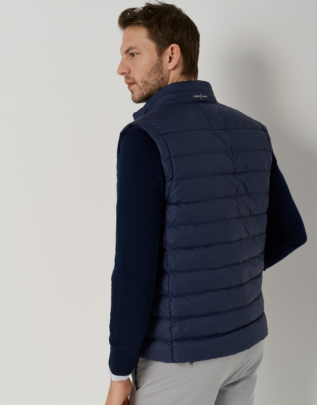 Navy blue quilted vest