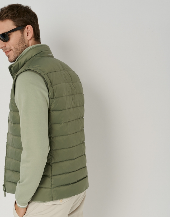 Khaki green quilted vest