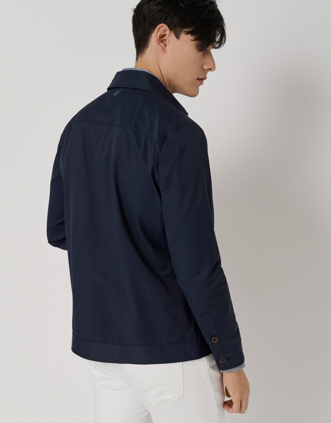 Navy blue cotton overshirt