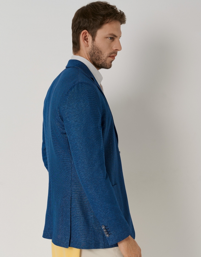 Blue knit blazer