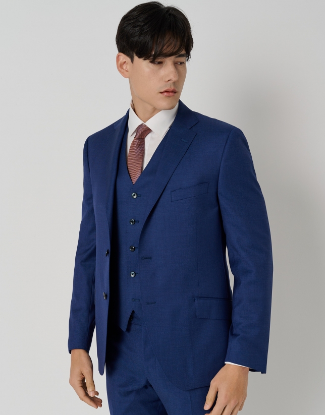 Ink blue micro structured print half-canvas regular fit suit