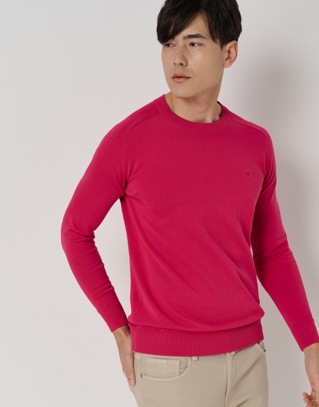 Fuchsia high twist cotton sweater