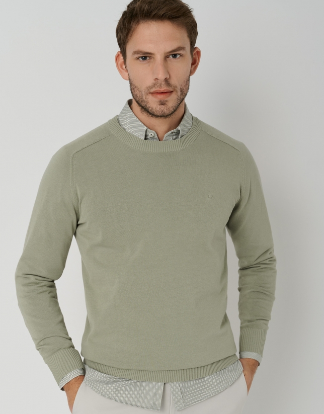 Light khaki high twist cotton sweater